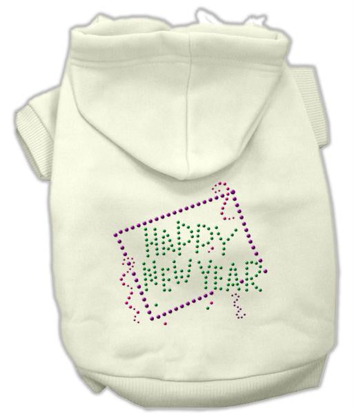 Happy New Year Rhinestone Hoodies Cream S (10)