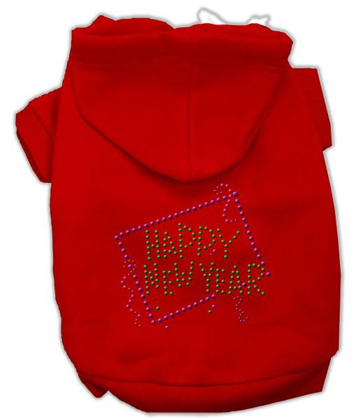 Happy New Year Rhinestone Hoodies Red XS (8)