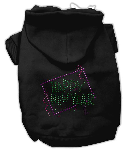 Happy New Year Rhinestone Hoodies Black XXL (18)