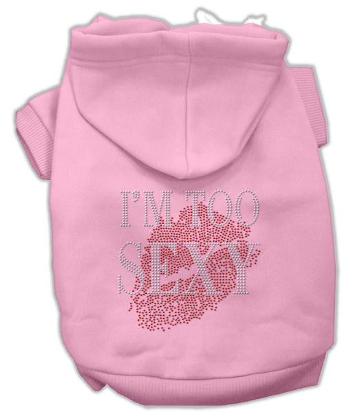 I'm Too Sexy Rhinestone Hoodies Pink XS (8)