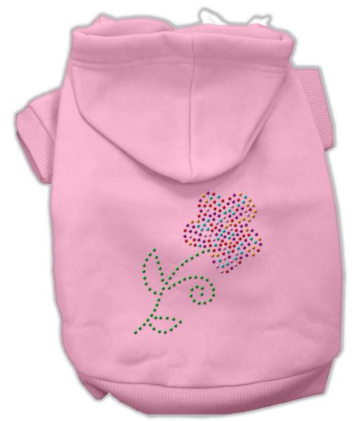 Multi-Colored Flower Rhinestone Hoodie Pink XXL (18)