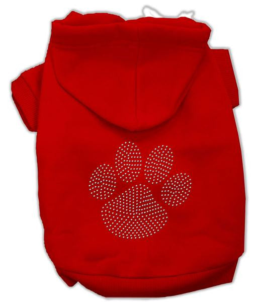 Clear Rhinestone Paw Hoodies Red S (10)