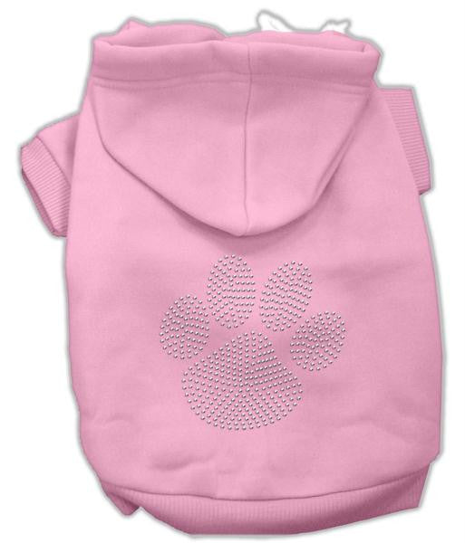 Clear Rhinestone Paw Hoodies Pink XS (8)