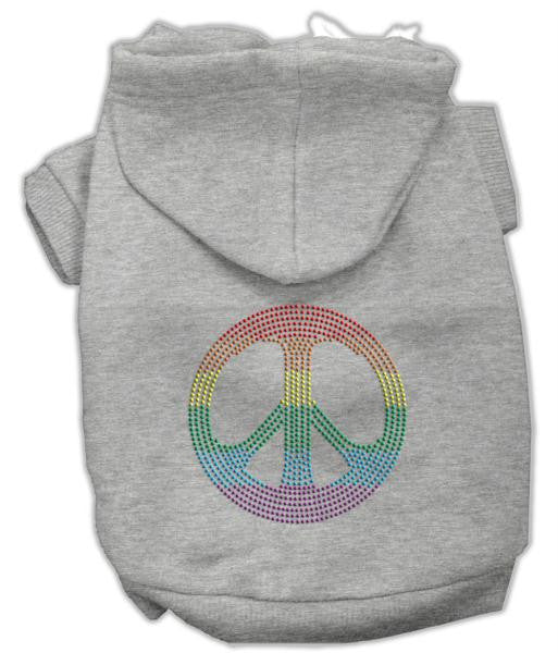 Rhinestone Rainbow Peace Sign Hoodies Grey XS (8)