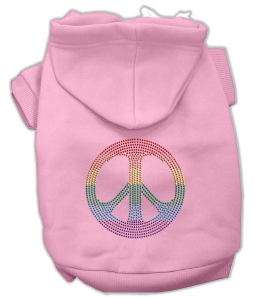 Rhinestone Rainbow Peace Sign Hoodies Pink XS (8)