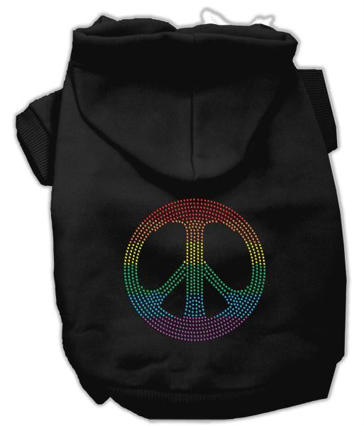 Rhinestone Rainbow Peace Sign Hoodies Black XXXL(20)