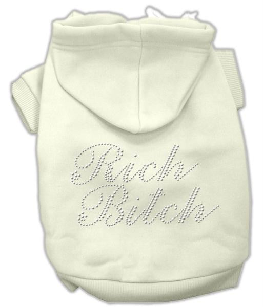 Rich Bitch Rhinestone Hoodies Cream L (14)