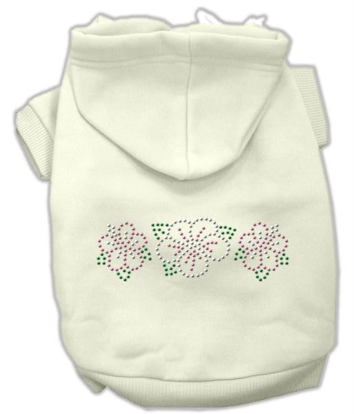 Tropical Flowers Rhinestone Hoodies Cream L (14)