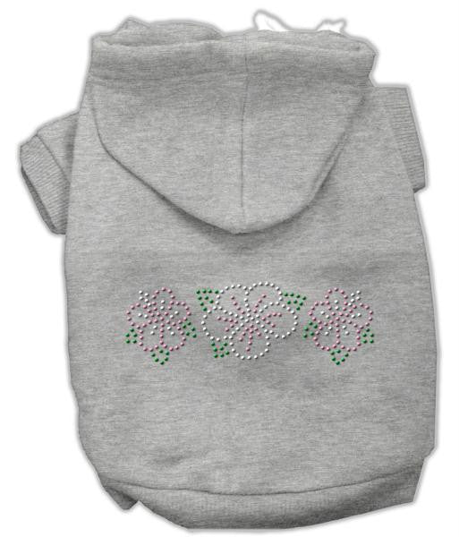 Tropical Flowers Rhinestone Hoodies Grey L (14)