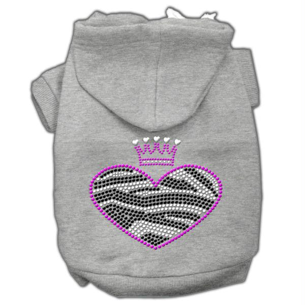 Zebra Heart Rhinestone Hoodies Grey S (10)