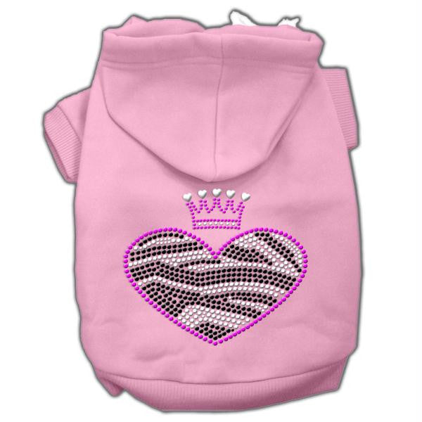 Zebra Heart Rhinestone Hoodies Pink XS (8)