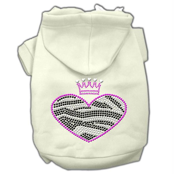 Zebra Heart Rhinestone Hoodies Cream XXL (18)