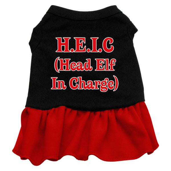 Head Elf in Charge Screen Print Dress Black with Red XXXL (20)