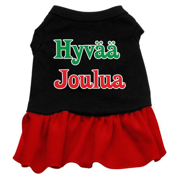 Hyvaa Joulua Screen Print Dress Black with Red XXL (18)