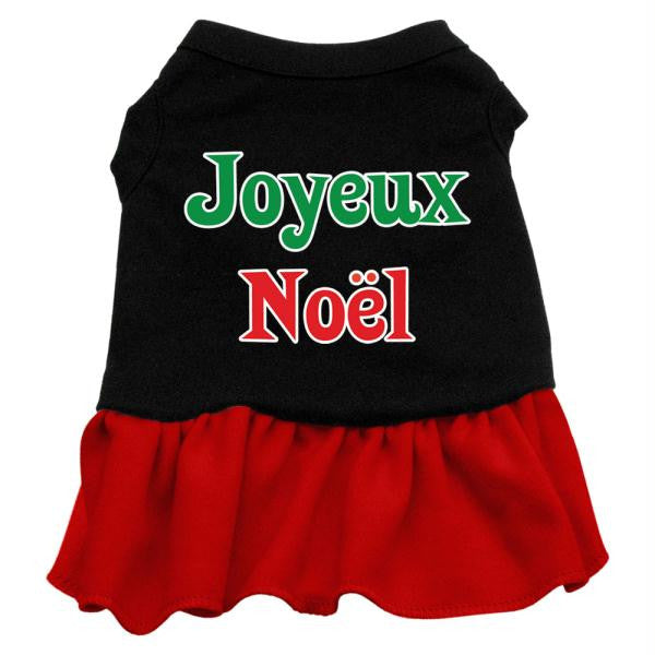 Joyeux Noel Screen Print Dress Black with Red XXL (18)