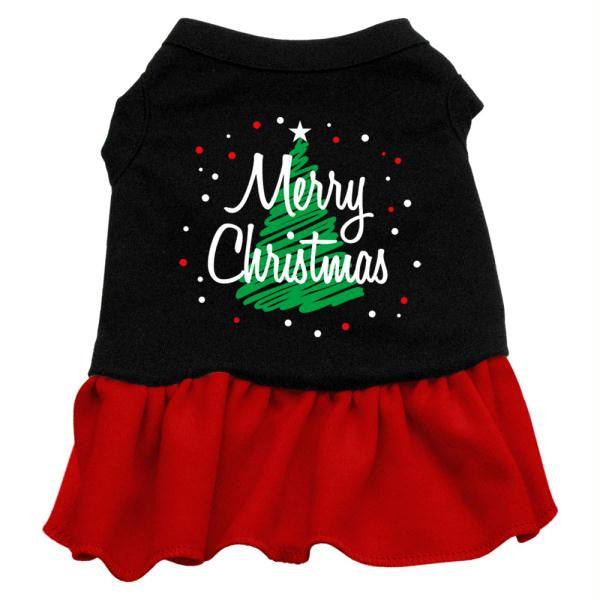 Scribble Merry Christmas Screen Print Dress Black with Red XXL (18)