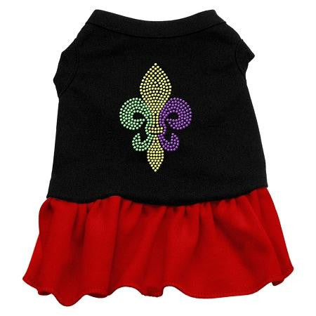 Mardi Gras Fleur De Lis Rhinestone Dress Black with Red XXXL (20)