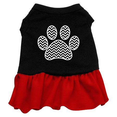 Chevron Paw Screen Print Dress Black with Red XXXL (20)