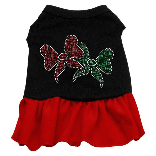 Christmas Bows Rhinestone Dress Black with Red XXXL (20)