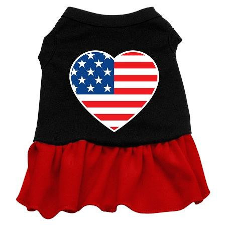 American Flag Heart Screen Print Dress Black with Red XXXL (20)