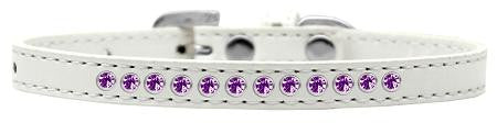 Purple Crystal Size 14 White Puppy Collar