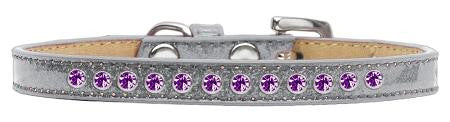 Purple Crystal Size 14 Silver Puppy Ice Cream Collar