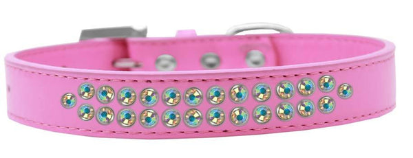 Two Row AB Crystal Size 20 Bright Pink Dog Collar