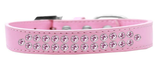 Two Row Light Pink Crystal Size 16 Light Pink Dog Collar