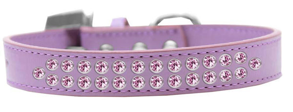 Two Row Light Pink Crystal Size 20 Lavender Dog Collar