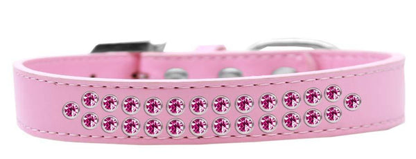 Two Row Bright Pink Crystal Size 18 Light Pink Dog Collar