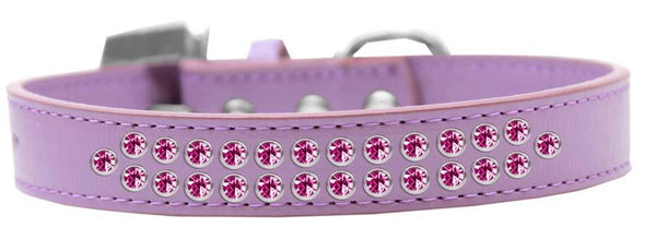 Two Row Bright Pink Crystal Size 20 Lavender Dog Collar