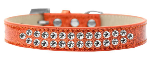 Two Row Clear Crystal Size 16 Orange Ice Cream Dog Collar