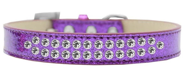 Two Row Clear Crystal Size 18 Purple Ice Cream Dog Collar