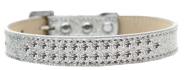 Two Row Clear Crystal Size 20 Silver Ice Cream Dog Collar