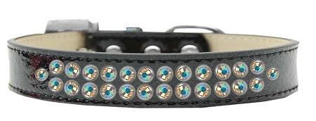 Two Row AB Crystal Size 16 Black Ice Cream Dog Collar