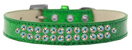 Two Row AB Crystal Size 20 Emerald Green Ice Cream Dog Collar