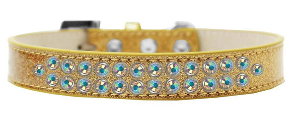 Two Row AB Crystal Size 14 Gold Ice Cream Dog Collar