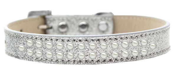 Two Row Pearl Size 14 Silver Ice Cream Dog Collar