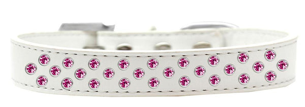 Sprinkles Dog Collar Bright Pink Crystals Size 20 White