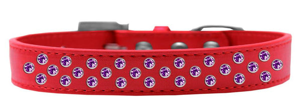 Sprinkles Dog Collar Purple Crystals Size 20 Red