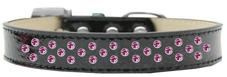 Sprinkles Ice Cream Dog Collar Bright Pink Crystals Size 20 Black