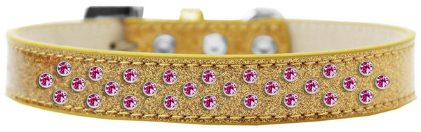 Sprinkles Ice Cream Dog Collar Bright Pink Crystals Size 16 Gold