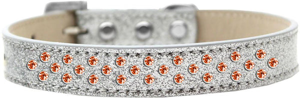 Sprinkles Ice Cream Dog Collar Orange Crystals Size 18 Silver