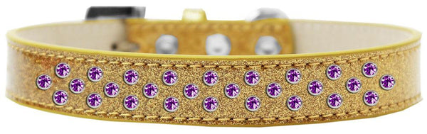 Sprinkles Ice Cream Dog Collar Purple Crystals Size 16 Gold