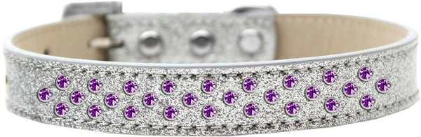 Sprinkles Ice Cream Dog Collar Purple Crystals Size 18 Silver