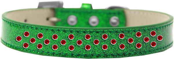 Sprinkles Ice Cream Dog Collar Red Crystals Size 18 Emerald Green