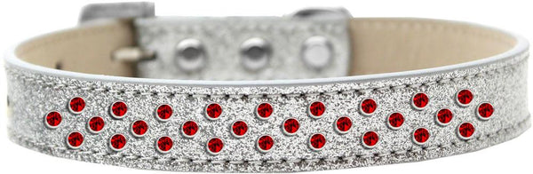 Sprinkles Ice Cream Dog Collar Red Crystals Size 16 Silver