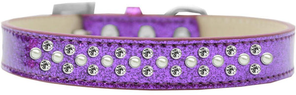 Sprinkles Ice Cream Dog Collar Pearl and Clear Crystals Size 12 Purple