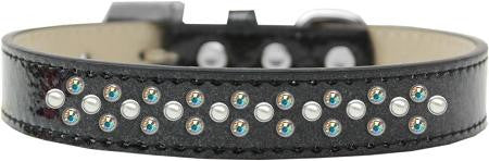 Sprinkles Ice Cream Dog Collar Pearl and AB Crystals Size 20 Black