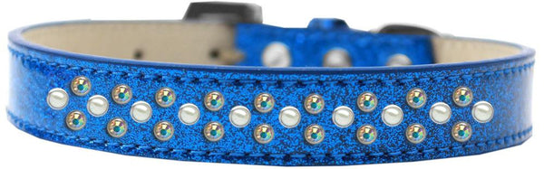 Sprinkles Ice Cream Dog Collar Pearl and AB Crystals Size 16 Blue